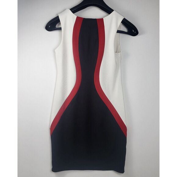 Wishes Wishes Wishes Black White & Red Stretchy Lined Knee Length Large dress‎ - Picture 2 of 6